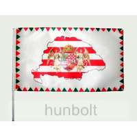 Hunbolt Farkasfogas árpádsávos Nagy- Magyarországos angyalos zászló 15x25cm, 40cm-es műanyag rúddal