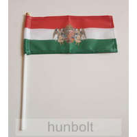 Hunbolt Nemzeti színű barna angyalos 1 oldalas zászló 11,5x24,5 cm, 40 cm-es műanyag rúddal