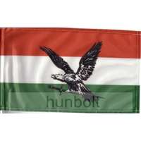 Hunbolt Nemzeti színű fekete turulos zászló 15x25 cm, 40 cm-es műanyag rúddal