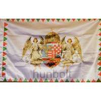 Hunbolt Kétoldalas farkasfogas barna angyalos zászló Selyem anyagból 60x90 cm, rúd nélkül