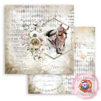  Scrapbooking papír két oldalas - Romantika Lovak hölgy lóval