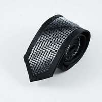 Maria King GUSLESON fekete-szürke dupla mintás színátmenetes vékony nyakkendő