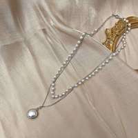 Maria King Mesterséges gyöngy nyaklánc, ezüst színű, 37+6 cm