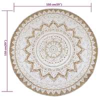 vidaXL vidaXL kör alakú, fonott juta szőnyeg nyomott mintával 150 cm