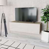 vidaXL vidaXL tölgyfa/fehér magasfényű furnér TV szekrény 120 x 40 x 34 cm