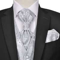 vidaXL vidaXL Férfi Paisley ezüst színű esküvői mellényszett 52-es méret