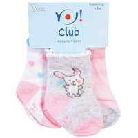 Yo! Yo! Baby pamut zokni 3db-os 3-6 hó - rózsaszín mintás