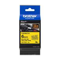Brother Brother TZe-FX611 (6mm) - 8m sárga alapon fekete eredeti laminált P-touch szalag