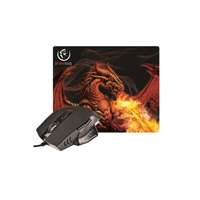 Rebeltec Rebeltec RED DRAGON 2400DPI fekete vezetékes optikai gamer egér + egérpad