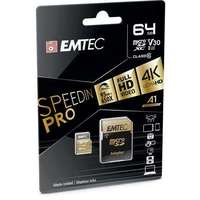 Emtec EMTEC Memóriakártya, microSDXC, 64GB, UHS-I/U3/V30/A2, 100/95 MB/s, adapter, EMTEC "SpeedIN"