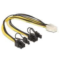 Male Delock Cable PCI Express power supply 6 pin female > 2 x 8 pin male