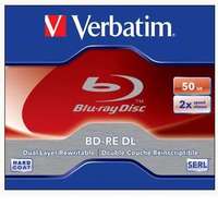 Verbatim Verbatim kétrétegű, újraírható, 50GB, 2x, normál tok, BD-RE BluRay lemez