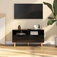 vidaXL vidaXL magasfényű fekete forgácslap TV-szekrény 90 x 40 x 48,5 cm