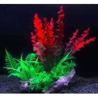  Zöldes pirosas hínár növény telep, akváriumi műnövény 17 cm