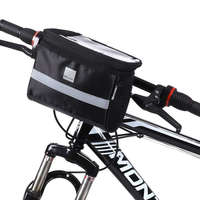OEM Biciklis / kérekpáros kormányra szerelhetó vízálló táska, telefontartó 2L, 16 x 14 x 21 cm fekete