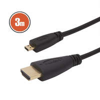 Micro Micro HDMI kábel - 3 m aranyozott csatlakozóval