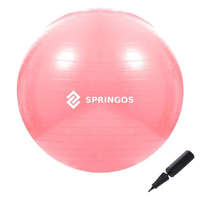 Springos Springos 75 cm-es gimnasztikai, fitness labda, rózsaszín, pumpával