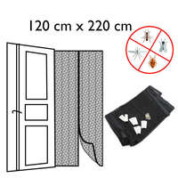  Mágneses szúnyogháló ajtóra - rovarfüggöny / 120x220 cm - fekete (675)