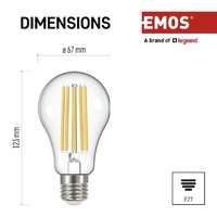 EMOS LED izzó Filament A67 / E27 / 17 W (150 W) / 2 452 lm / meleg fehér