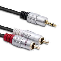 Jack Qoltec 52339 audio kábel 1 M 2 x RCA 3.5mm Fekete