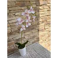  Orchidea Művirág 1 szálas kaspóban #fehér-rózsaszín