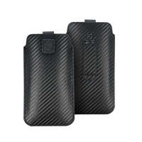 Samsung Telefon tok, belebújtatós, karbon mintás, fekete, Forcell Pocket, Nokia E52 / 515 / Samsung S5610...
