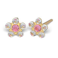  Fülbevaló - margaréta crystal & rózsaszín kővel - arany szín