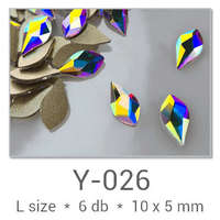 Profinails Profinails forma strasszkövek #Y-026 Crystal AB 6 db (10x5 mm csepp)