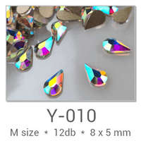 Profinails Profinails forma strasszkövek #Y-010 Crystal AB 12 db (8x5 mm csepp)
