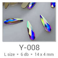 Profinails Profinails forma strasszkövek #Y-008 Crystal AB 6 db (14x4 mm csepp)