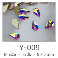 Profinails Profinails forma strasszkövek #Y-009 Crystal AB 12 db (8x5 mm csepp)