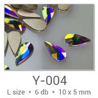 Profinails Profinails forma strasszkövek #Y-004 Crystal AB 6 db (10x5 mm csepp)
