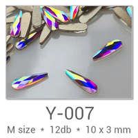 Profinails Profinails forma strasszkövek #Y-007 Crystal AB 12 db (10x3 mm csepp)