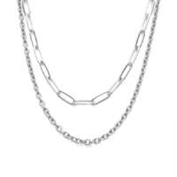 Maria King Dupla rozsdamentes acél nyaklánc ezüst színben, 50 és 60 cm