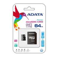 ADATA Adata AUSDX64GUICL10-RA1 memóriakártya MicroSDXC 64GB + Adapter UHS-I CL10 (50/10)