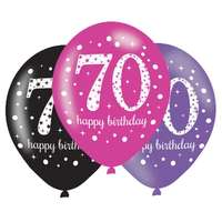  70 éves Happy Birthday léggömb lufi 6 db-os