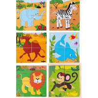 Woodyland Fa kocka kirakó, puzzle - Szafari állatok - fejlesztő játék - W90921