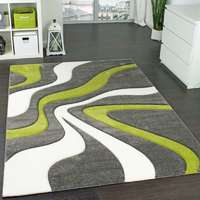  Zöld-krém hullám szőnyeg, modell 20722, 80x300cm