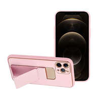 Forcell Forcell Bőr Tok kitámasztós iPhone 12/12 Pro fekete Pink