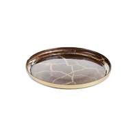 Eurofirany Suzi dekoratív műüveg tál arany mintával Arany/barna 28x2 cm
