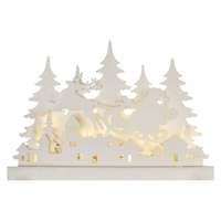 EMOS LED dekoráció, fa – karácsonyi falu, 31 cm, 2x AA, beltéri, meleg fehér, időzítő