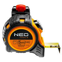 Neo Acél mérőszalag 5 mx 25 mm, kapcsoló-ütköző, függesztő