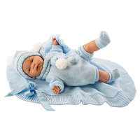 LLorens Llorens Újszülött fiú baba kék takaróval 38cm (38937)