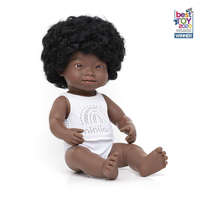 Miniland Baba, afrikai lány, Down-szindrómás, fehérneműben, 38 cm, Miniland ML31171