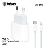 INKAX INKAX CD-109 PD 20W Hálózati Töltőfej + PD Lightning 1M Adatkábel - Fehér