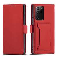 Hurtel Magnet Card Case tok Samsung Galaxy S22 Ultra Pouch pénztárca kártyatartó piros
