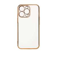 Hurtel Lighting Color tok iPhone 12 Pro Max készülékhez fehér zselés borítás arany kerettel