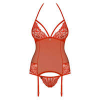 Obsessive Obsessive - 838-COR-3 corset & thong red - Szexi piros fűző és tanga S/M