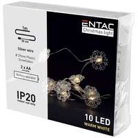 Entac Entac meleg fehér, elemes LED Fényfüzér 10db izzóval 1,3m - Hópehely