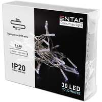 Entac Entac hideg fehér, elemes LED Fényfüzér 30db izzóval 3,3m